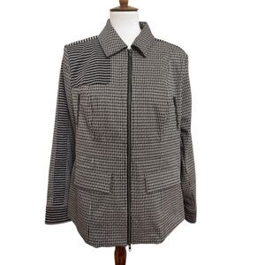 Cabi 4496 Baron Houndstooth Blazer Jacket Black Preppy Academia Size Large